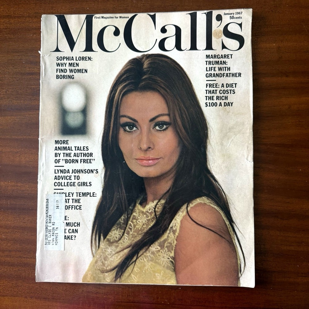 Vintage McCall's Magazine January 1967 Sophia Loren Shirley Temple Margaret Trum